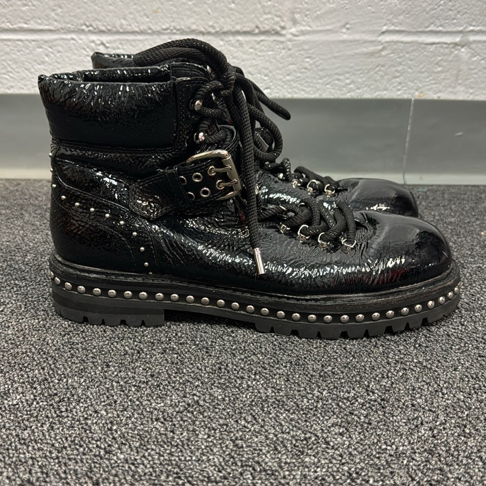 Lola Black Combat Boots with Studs and Thick Sole Retail $365 - Picture 4 of 10